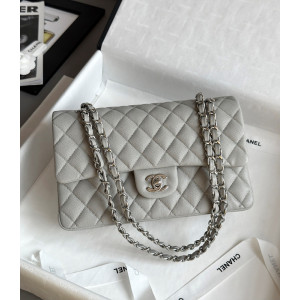 샤넬 클래식백 작은 캐비어스킨 미디움 은장 25.5cm