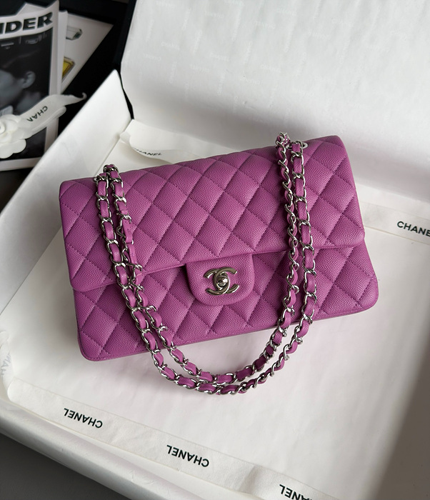 샤넬 클래식백 작은 캐비어스킨 미디움 은장 25.5cm